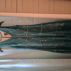 Elegant Teal Lace Dress